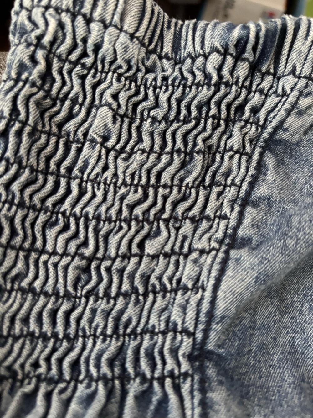 POL Acid Wash Gray Smocked High Waist Wide Leg Pants Small Boho - Picture 9 of 11